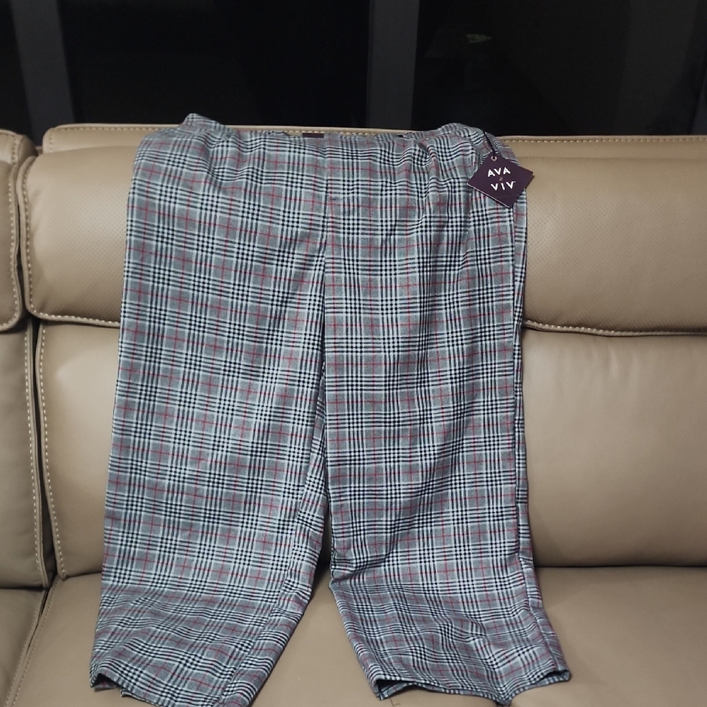 Ava & Viv Multicolor Plaid Trousers